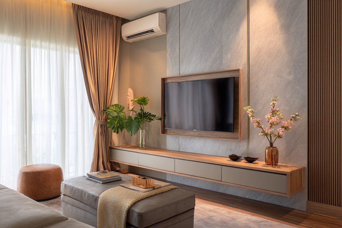 Contemporary TV Unit with Warm Peripheral LED Backlight Glow #18